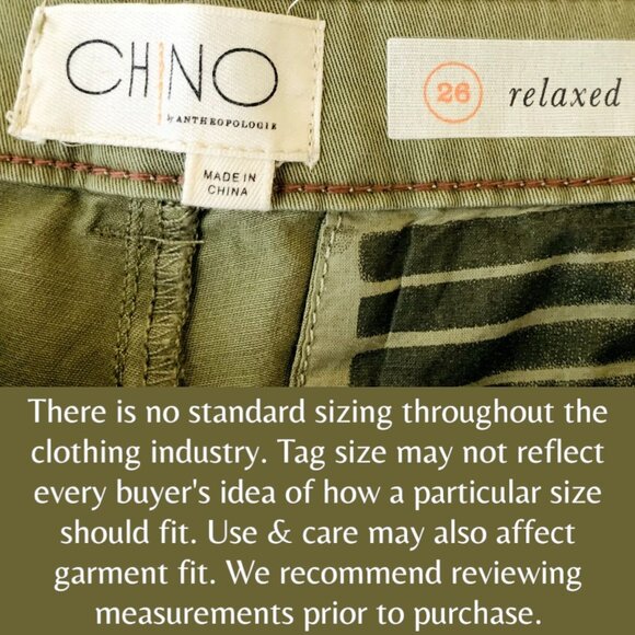 Anthropologie Womens Chino Pant Relaxed Fit Green Side Stripe Stretch Size 26 - Picture 12 of 14